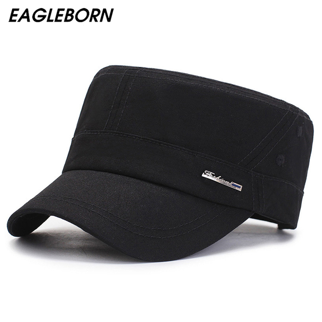 Nowy wojskowy czarny bawełniany kapelusz EAGLEBORN - męski klasyk; również dla kobiet w armii - tanie ubrania i akcesoria
