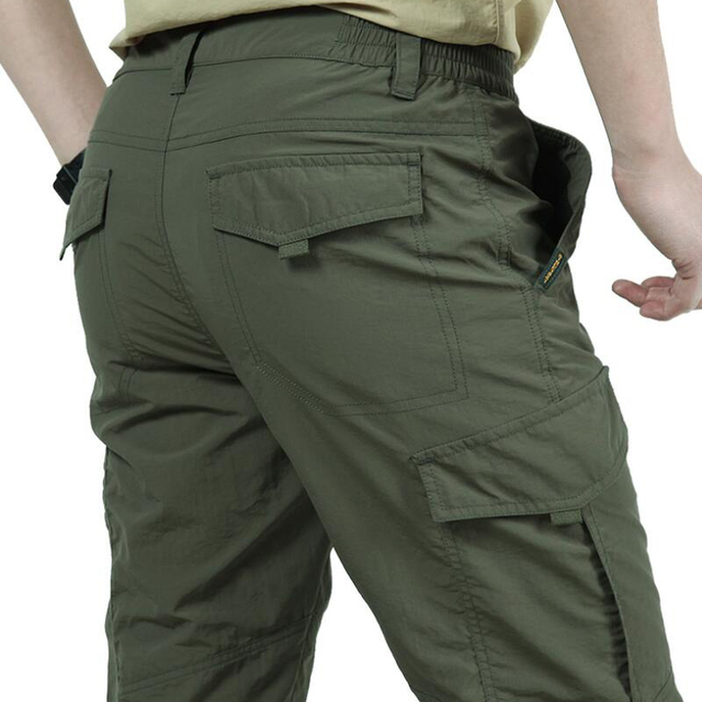 Lekkie długie letnie spodnie męskie z kieszeniami Cargo - nieformalna odzież wierzchnia - tanie ubrania i akcesoria