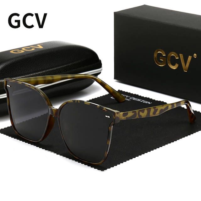 Okulary przeciwsłoneczne męsko-damskie GCV 2021 UV400 spolaryzowane luksusowe - kwadratowe ramki, delikatne - tanie ubrania i akcesoria