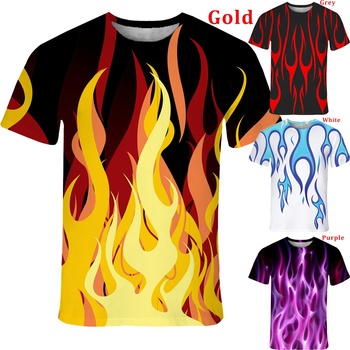 Koszulka męska z 3D drukowanym płomieniem