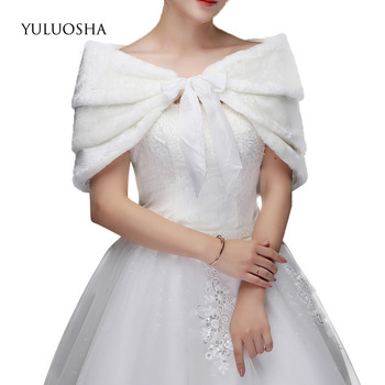 Zima ślub panny młodej - szal Faux Fur YULUOSHA, imitacja pluszowego królika - druhna sukienka - ciepły szalik narzutka z kapturem