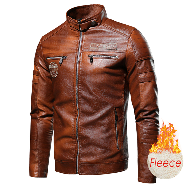 Mężczyźni zima Vintage Faux skórzane kurtki - casual motor, nowa marka 2021, jesień - tanie ubrania i akcesoria