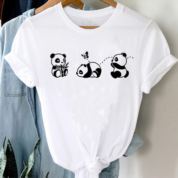 Koszulka damska z nadrukiem Panda w stylu Cartoon lat 90. Mujer - moda z zwierzętami, trendy wygląd, seksowny design