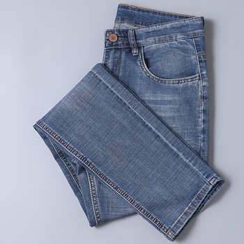 Nowe męskie spodnie dżinsowe w retro stylu, klasyczny niebieski, cienkie, slim fit, wiosna/lato 2021