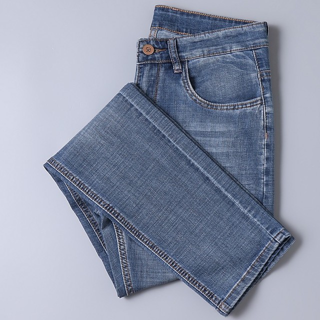 Nowe męskie spodnie dżinsowe w retro stylu, klasyczny niebieski, cienkie, slim fit, wiosna/lato 2021 - tanie ubrania i akcesoria