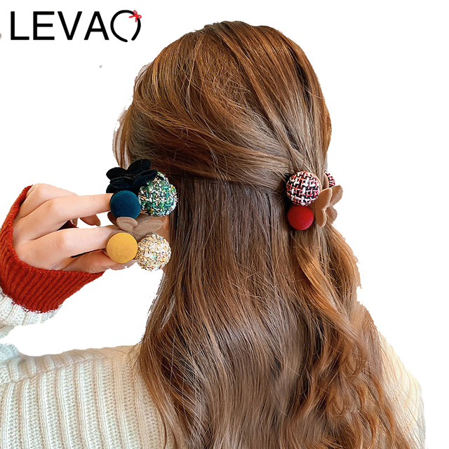 Śliczne spinki do włosów LEVAO 2022 - moda pluszowa, złap klip, słodka wiśnia - tanie ubrania i akcesoria