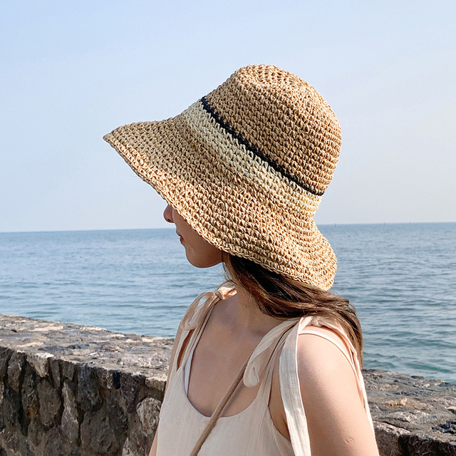 Damski kapelusz plażowy typu Panama - słomiany lub wiklinowy, lato 2020 - tanie ubrania i akcesoria