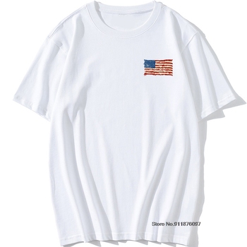 Koszulka z flagą Ameryki Vintage O-neck T-shirt dla mężczyzn - Koszulki męskie bawełniane w stylu Retro - Rozmiary od XS do 3XL