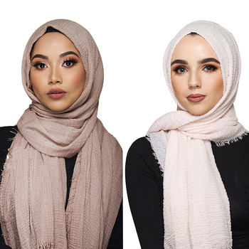 Hidżab marszczone z miękkiej bawełny dla kobiet muzułmańskich - rozmiar 195*95cm