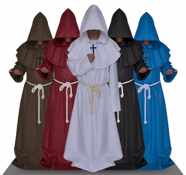 Mnich szata z kapturem i peleryną brat renesansowy strój średniowieczny kapłan mężczyźni Halloween Comic Con Party Cosplay - tanie ubrania i akcesoria