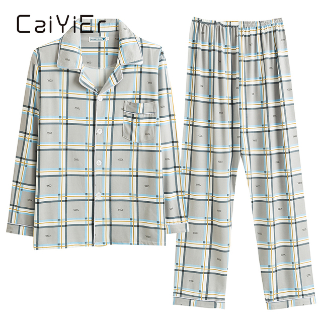 Piżama zimowa CAIYIER dla mężczyzn, długi rękaw, styl Casual, paski, bielizna nocna, rozmiar L-3XL - tanie ubrania i akcesoria