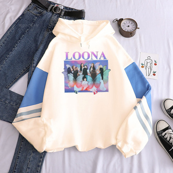 Bluza z kapturem LOONA Butterfly X X - modny album, patchwork, długie rękawy - damsko-męska moda zimowa w koreańskim stylu