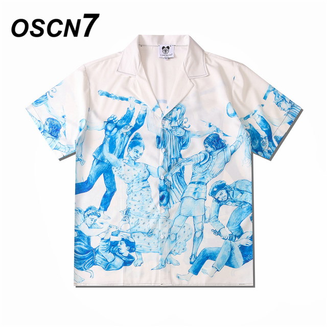 Koszulka męska z krótkim rękawem OSCN7 Casual Street, wzór Hawaje plaża, oversize, moda Harajuku, CM09 - tanie ubrania i akcesoria
