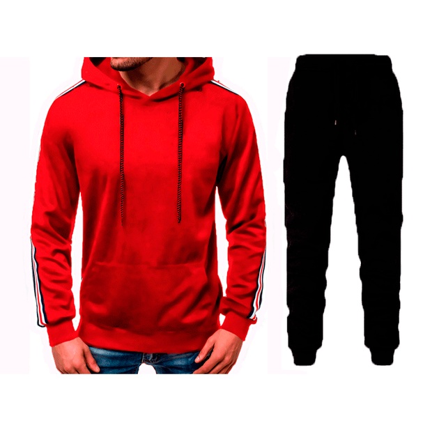 Dresy męskie - zestaw sweter z kapturem i spodnie dresowe do biegania - tanie ubrania i akcesoria