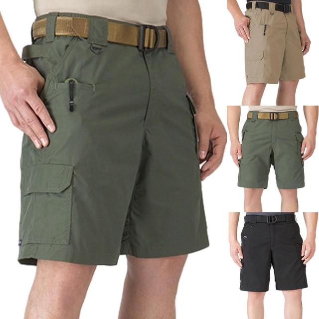 Kamuflażowe szorty taktyczne męskie z kieszeniami+ wodoszczelny zegarek wojskowy - tanie ubrania i akcesoria
