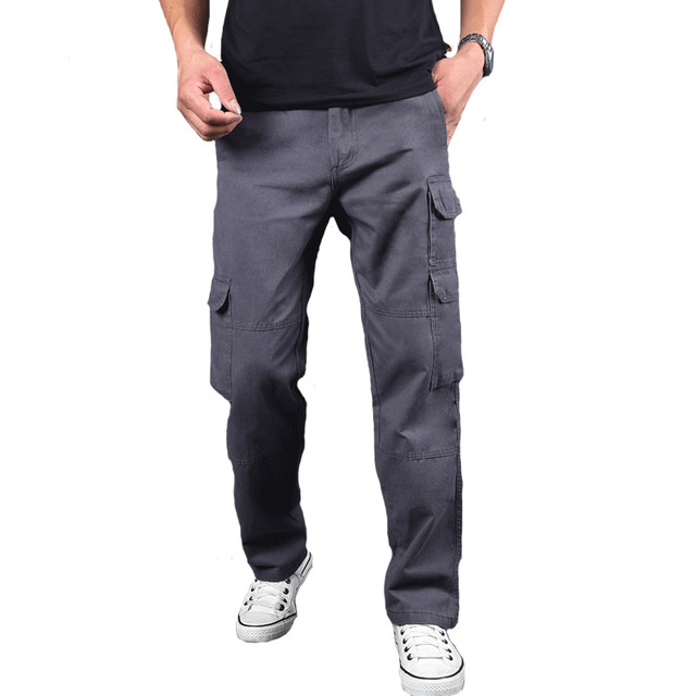 Męskie spodnie Cargo - bawełna, kilka kieszeni, luźna odzież, moda męska - tanie ubrania i akcesoria