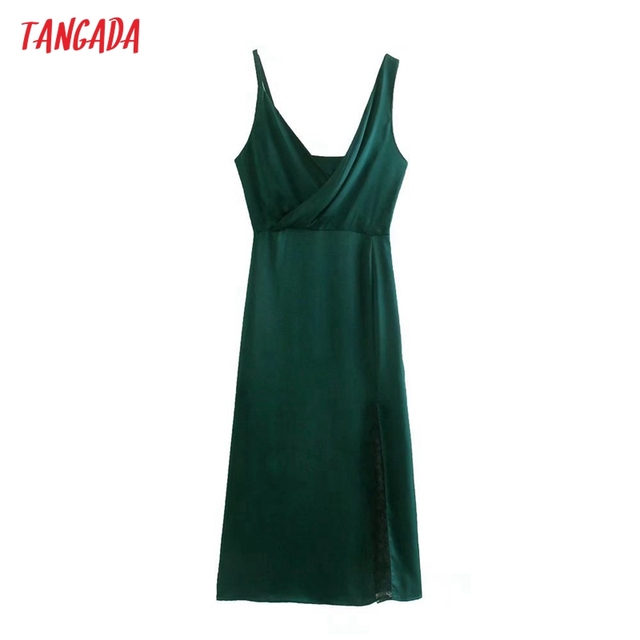 Sukienka zielona Tangada bez rękawów - elegancki i zmysłowy model, idealny na sylwestra 2021 (3H845) - tanie ubrania i akcesoria