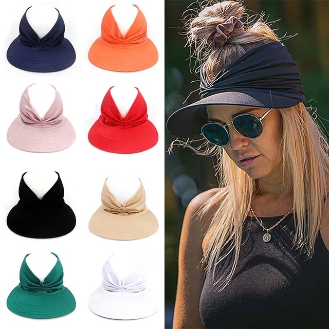 Damskie letnie przeciwsłoneczne kapelusze z szerokim daszkiem i elastyczną ochroną UV - tanie ubrania i akcesoria