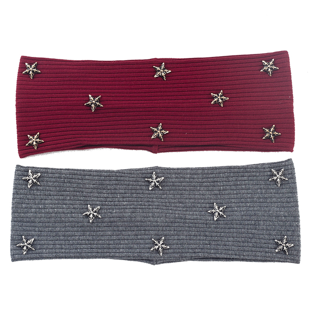 Geebro moda damska opaska z gwiazdowymi akcesoriami - solidna, miękka, kolorowa, bawełniana - Turban Hairband - tanie ubrania i akcesoria