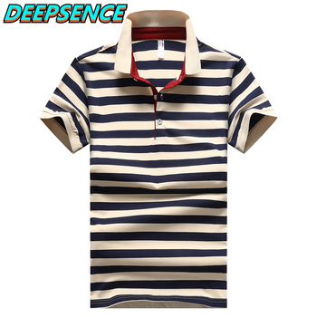 Nowa letnia męska koszulka Polo 2021 Srtiped, 95% bawełny, elegancka, dorywcza, oddychająca, z guzikami, wąska