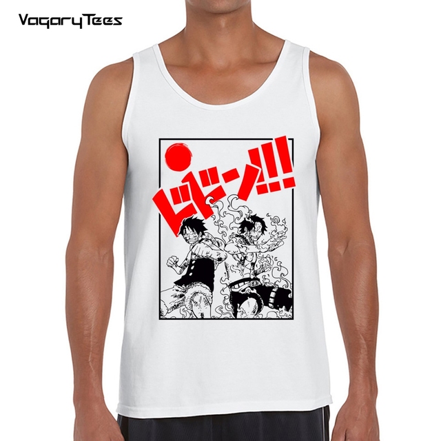 Męska kamizelka bezrękawnik Strawhat Pirate Luffy Funny Anime Tank Top - Unisex Manga One Piece 4 Gear Streetwear - tanie ubrania i akcesoria