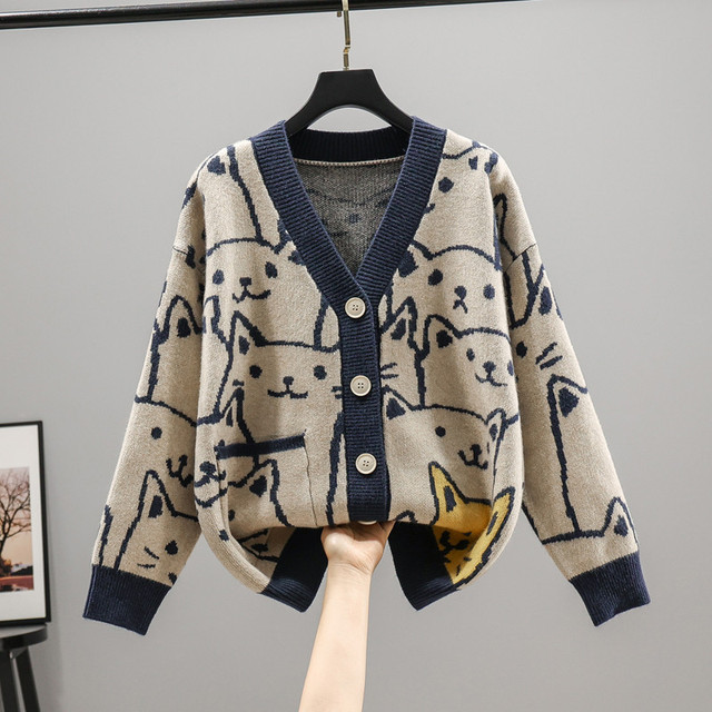 Nowa kolekcja jesienno-zimowych swetrów rozpinanych w stylu japońskim - leniwe rdzenne kurtki z dzianiny - tanie ubrania i akcesoria