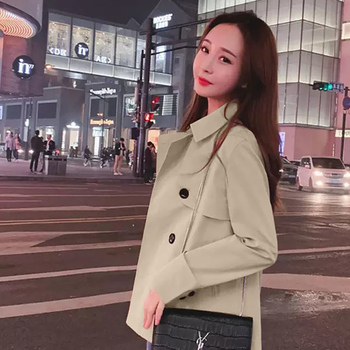 Krótki damski płaszcz wiosna/jesień 2021, koreański styl, luźny uczeń, cienka wiatrówka