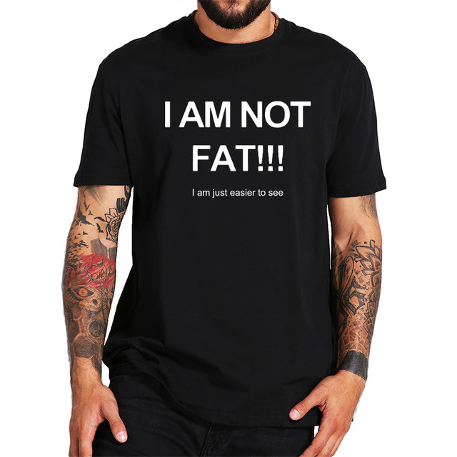 Męska koszulka T-shirt żartobliwe prezenty - nie jestem gruby, po prostu łatwiej mnie zobaczyć! - tanie ubrania i akcesoria