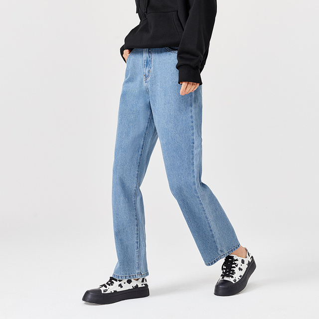 Damskie dżinsy SEMIR Jeans Black Technology: bawełniane, trzy-odporne, luźne, z prostymi nogawkami (2021 jesień-zima) - tanie ubrania i akcesoria