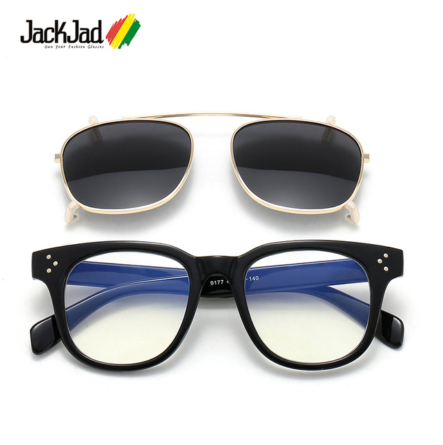 Okulary przeciwsłoneczne Vintage marki JackJad w stylu steampunk z wymiennymi szklami w kropeczki óculos De Sol 9177 - tanie ubrania i akcesoria