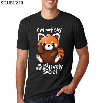 Modna koszulka męska letnia z czerwoną pandaszką Kawaii