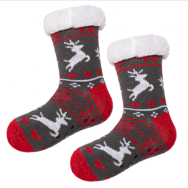 Zimowe podkolanówki z miękkiego polaru Deer, idealne na prezent świąteczny - tanie ubrania i akcesoria