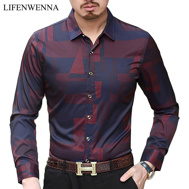 Męska koszula biznesowa na co dzień z długim rękawem marki 2019 New Arrival, wzór w kratkę, rozmiar M-7XL - tanie ubrania i akcesoria