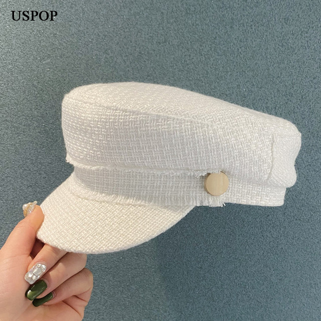 Kaszkieta USPOP płaska czapka militarna Tweed wiosna dla kobiet S/M/L - tanie ubrania i akcesoria