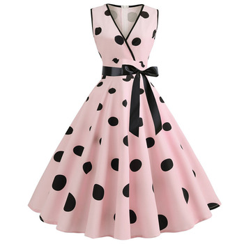 Sukienka Retro Audrey Hepburn 1950s 60s Rockabilly Polka Dot z kokardką Plus Size