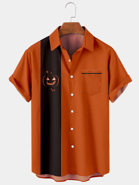 Halloween 2021 - Nowy pasek męski z szeroką nieformalną koszulą, 3D druk cyfrowy - tanie ubrania i akcesoria