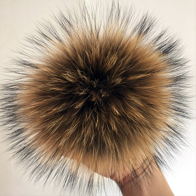 Pompon z naturalnego futra lisa DIY 15cm - duży rozmiar - idealny do czapek, torebek i butów - tanie ubrania i akcesoria