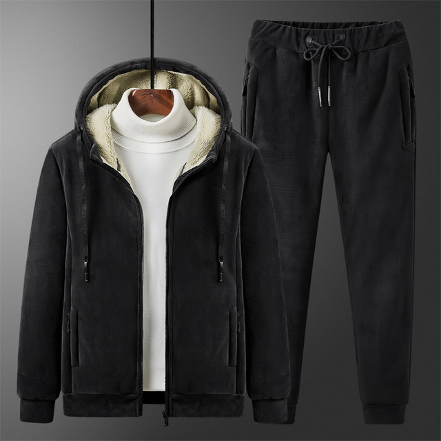 Męskie zimowe zestawy polarowe - grube bluzy i spodnie kostium sportowy, rozmiar 9XL - tanie ubrania i akcesoria