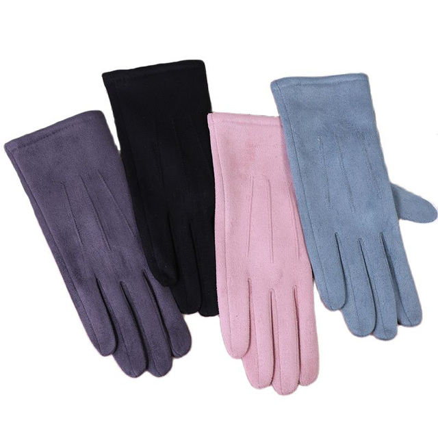 Damskie rękawiczki zimowe utrzymujące ciepło, ekran dotykowy, cienki odcinek, miękka tkanina Fleece Suede - tanie ubrania i akcesoria