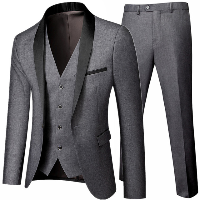 Garnitur męski na jesienne wesele, czarny, duży rozmiar 5XL/6XL, trzyczęściowy z marynarką, płaszczem i spodniami, w modnym dopasowanym fasonie z kamizelką - tanie ubrania i akcesoria