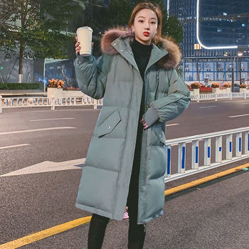 Nowa damska kurtka zimowa 2021, średniej długości, luźna, zagęszczona ocieplaniem, podszyta bawełną i koreańskim stylem