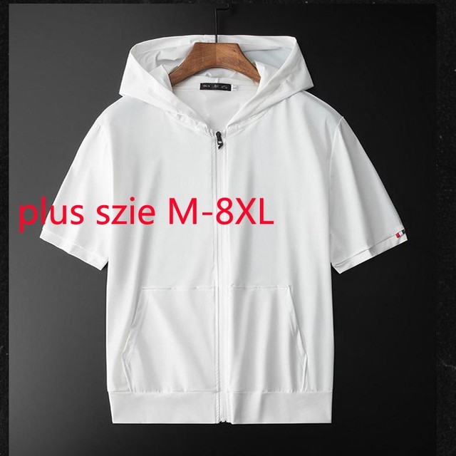 Męska letnia bluza z kapturem Casual New Arrival o wysokiej jakości materiału, na zamek błyskawiczny, krótki rękaw, w rozmiarach Plus M-8XL - tanie ubrania i akcesoria