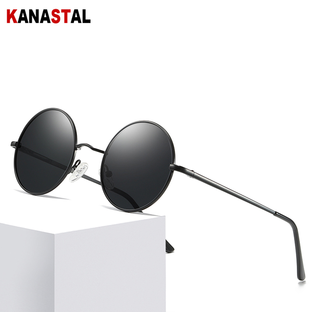 Okulary przeciwsłoneczne KANASTAL Metal Steampunk polarized owalne lustrzane UV400 - tanie ubrania i akcesoria