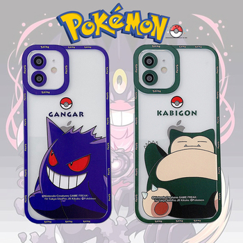 Etui na telefony iPhone 7/8/Plus X/XS/XR/XS Max/11/11 Pro/12 - Gengar Snorlax, motyw Pokemon, anime, cartoon, anty-jesienne