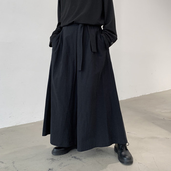 Spodnie męskie Japan Style z szerokimi nogawkami - czarne, casual, luźne, na wiosnę/jesień