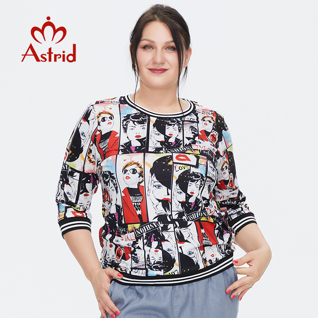 Trendy jedwabna damska koszulka Astrid 2021 z ponadgabarytowym fasonem i vintage Printem Cartoon Anime - tanie ubrania i akcesoria