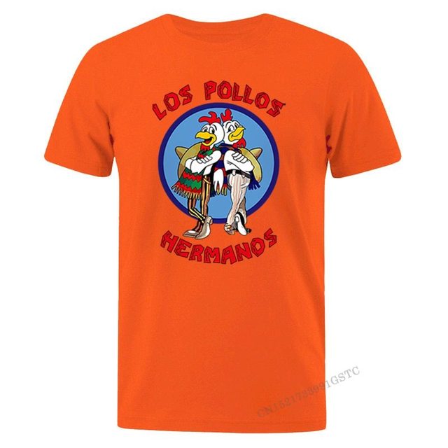 Męska letnia koszulka Los Pollos Hermanos z nadrukiem kurczaków - najnowszy trend dla mężczyzn - tanie ubrania i akcesoria