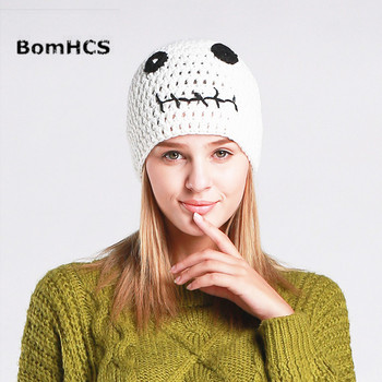 Czapka zimowa damska BomHCS - śliczna czaszka, 100% hand made, gruba, ciepła, słodka kapelusz