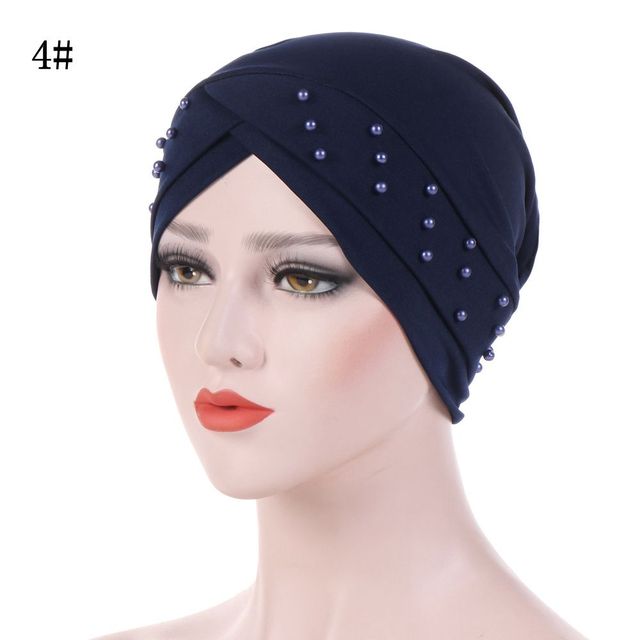 Nowy Hidżab dla Muzułmanek - Turban Elastyczny Chemo Cap z Koralikami Raka Islamskich - 10 sztuk - tanie ubrania i akcesoria