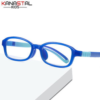 Okulary blokujące niebieskie światło dla chłopców - TR90 silikonowe kwadratowe ramki, niebieskie soczewki ochronne dla dzieci
